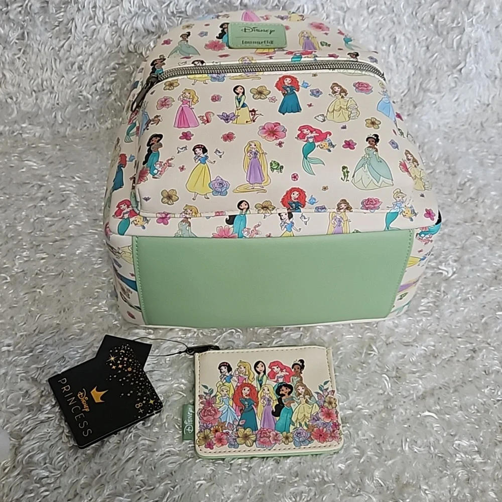 NWT Loungefly Disney Princesses mini backpack and zip coin cardholder - Picture 8 of 12